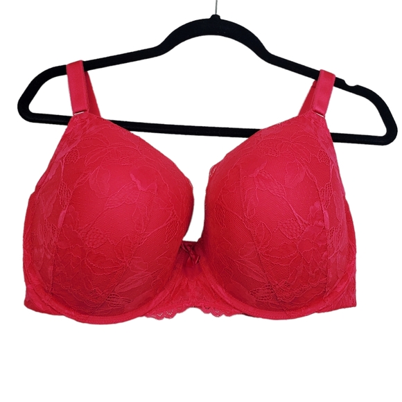 Torrid Pink 360 Back Smoothing Floral Lace T-Shirt Push-Up Bra Size 40DDD - Picture 2 of 5